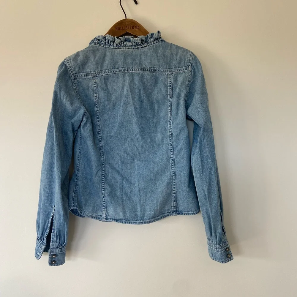 Rebecca Taylor Light Blue Ruffled Denim Top - Picture 6 of 6